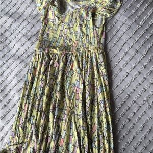 Kids Yellow Bamboo Print Dress